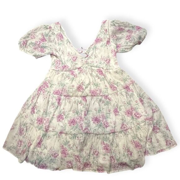 ALTAR’D STATE Women’s Libby Floral Puff Sleeve Tiered Mini Dress Size Small - Picture 1 of 4